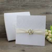 Flocked Invitation Card Wedding Card with Paper Box Greeting Card Customized 